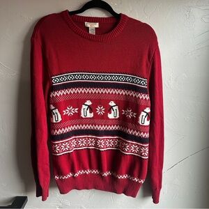 Dockers Polar Bear Fair Isle Sweater Red Ski Nordic Winter Knit Cozy Pullover M